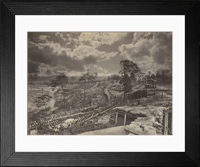 Framed Print : US Civil War. Atlanta Campaign, May 7- Sept. 2, 1864. Siege of Atlanta, July 22 through Sept. 2, 1864. REBEL WORKS IN FRONT OF ATLANTA, was photographed by George Barnard