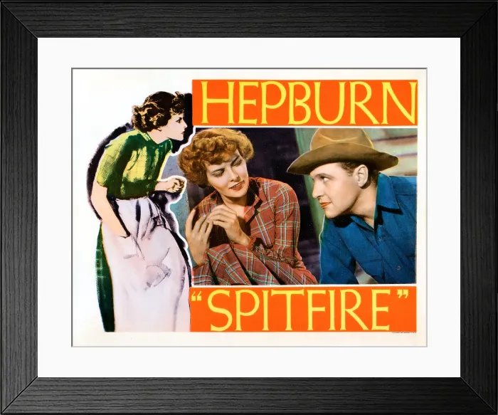 Framed Print : SPITFIRE, lobbycard, from left, Katharine Hepburn, Ralph Bellamy, 1934