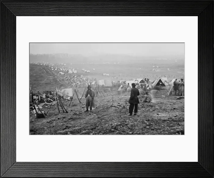 Framed Print : US Civil War, Battle of Nashville, Dec. 16, 1864. The Union encampment of Gen. George Thomas, in photo taken by Jacob Cooley, after the defeat of Gen