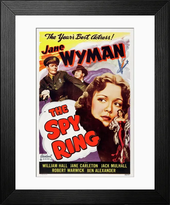 Framed Print : THE SPY RING, top left: William Hall, bottom: Jane Wyman on poster art, 1938
