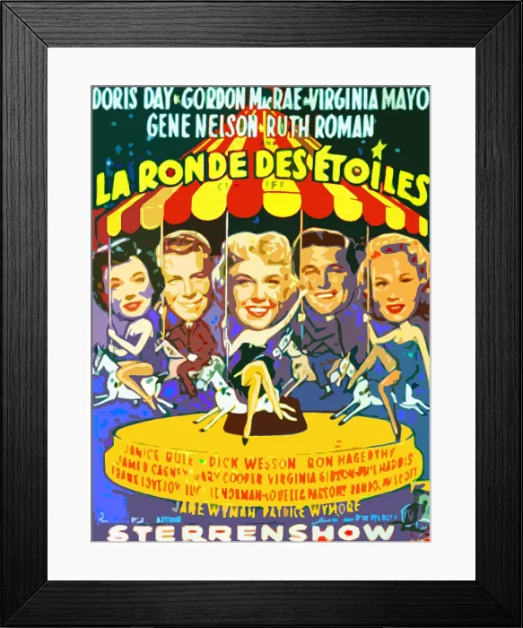 Framed Print : STARLIFT, from left: Ruth Roman, Gene Nelson, Doris Day, Gordon MacRae, Virginia Mayo, 1951