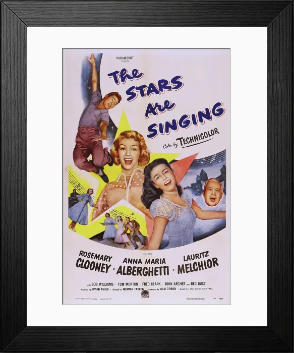 Framed Print : THE STARS ARE SINGING, US poster art, from top left: John Archer, Rosemary Clooney, Anna Maria Alberghetti, Lauritz Melchior, 1953 Framed Print : THE STARS ARE SINGING, US poster art, from top left: John Archer, Rosemary Clooney, Anna Maria Alberghetti, Lauritz Melchior, 1953