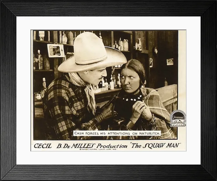 Framed Print : THE SQUAW MAN, l-r: Jack Holt, Ann Little on lobbycard, 1918 Framed Print : THE SQUAW MAN, l-r: Jack Holt, Ann Little on lobbycard, 1918