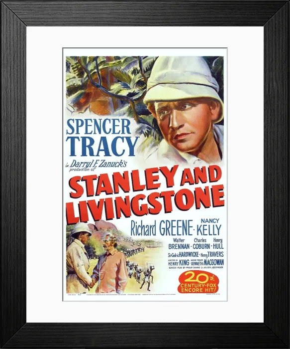 Framed Print : STANLEY AND LIVINGSTONE, poster art, top: Spencer Tracy, bottom l-r: Spencer Tracy, Sir Cedric Hardwicke, 1939, TM and Copyright 20th Century Fox Film Corp