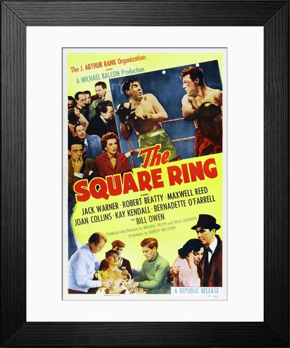 Framed Print : THE SQUARE RING, US poster, top: seated bottom from left: Eddie Byrne, Kay Kendall, Bill Travers ((boxer left), bottom right from left: Joan Collins, Robert Beatty, 1953