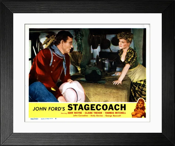 Framed Print : STAGECOACH, from left, John Wayne, Claire Trevor, 1939