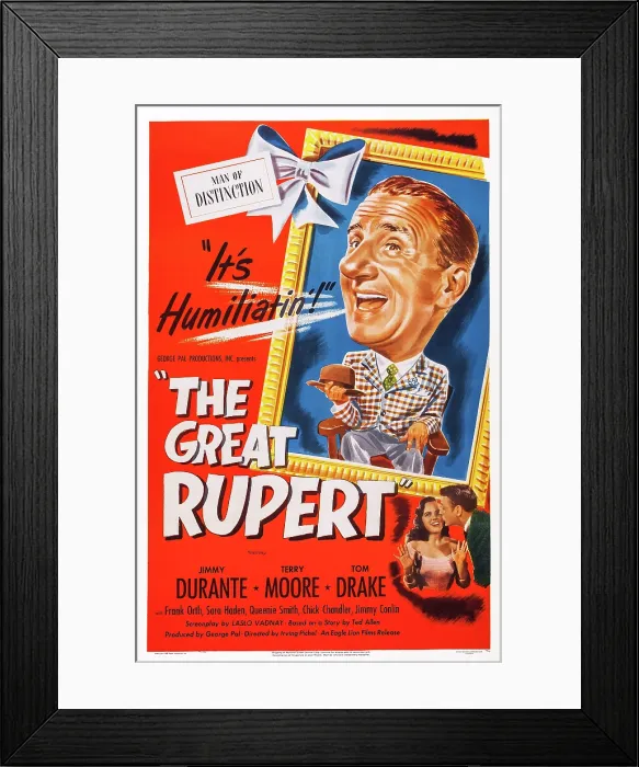 Framed Print : THE GREAT RUPERT, US poster, from top: Jimmy Durante, Terry Moore, Tom Drake, 1950