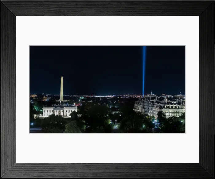 Framed Print : Tower of Light illuminates the night sky over the Pentagon on Sept Framed Print : Tower of Light illuminates the night sky over the Pentagon on Sept
