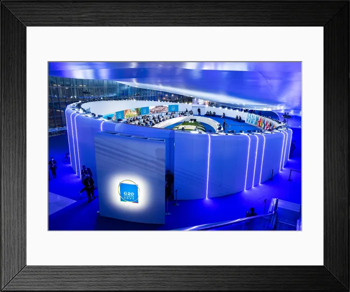 Framed Print : Within the imaginative architecture of Massimiliano Fuksas, at the La Nuvola Convention Center in Rome