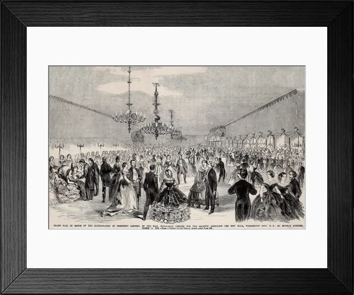 Framed Print : The formal dress ball celebrating President Abraham Lincoln's first inauguration, March 4, 1861. The President's party arrived after 11 PM with Mrs Framed Print : The formal dress ball celebrating President Abraham Lincoln's first inauguration, March 4, 1861. The President's party arrived after 11 PM with Mrs