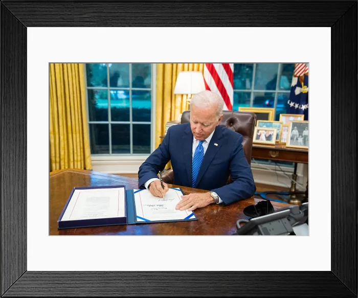Framed Print : President Joe Biden signs the Extending Government Funding and Delivering Emergency Assistance Act, the continuing resolution to fund the government through early Dec