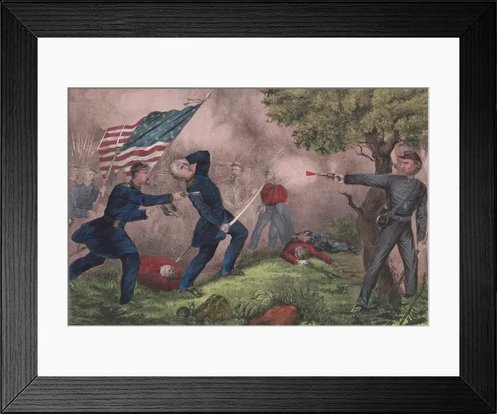 Framed Print : Death of Col Edward D. Baker: At the Battle of Balls Bluff Near Leesburg Va. Oct. 21, 1861 Framed Print : Death of Col Edward D. Baker: At the Battle of Balls Bluff Near Leesburg Va. Oct. 21, 1861