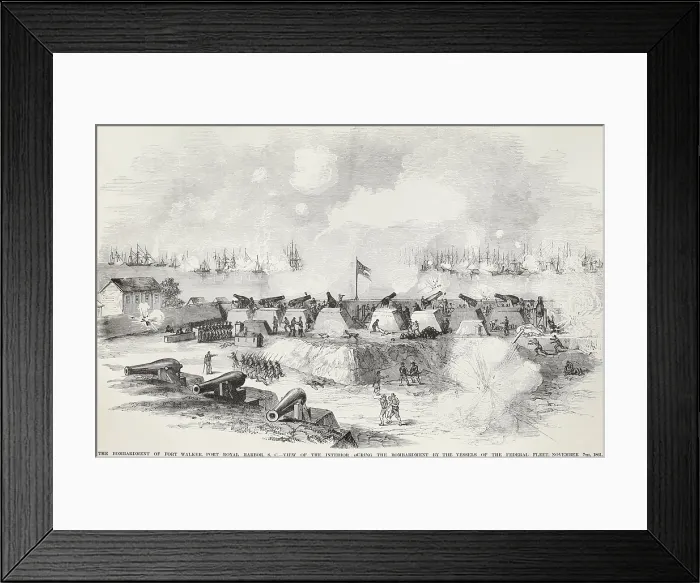Framed Print : Victorious bombardment of Port Royal, S.C. Nov. 7th. 1861, by the Union fleet, commanded by Commodore Samuel Dupont