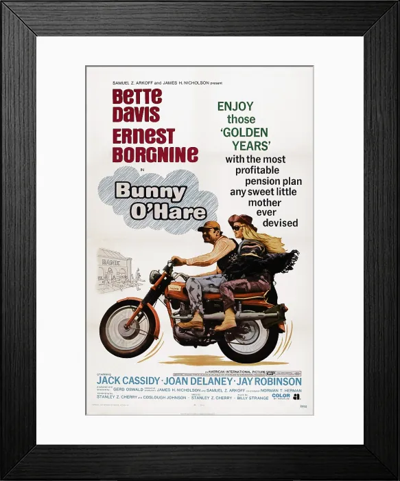 Framed Print : BUNNY O'HARE, US poster art, from left: Ernest Borgnine, Bette Davis, 1971 Framed Print : BUNNY O'HARE, US poster art, from left: Ernest Borgnine, Bette Davis, 1971