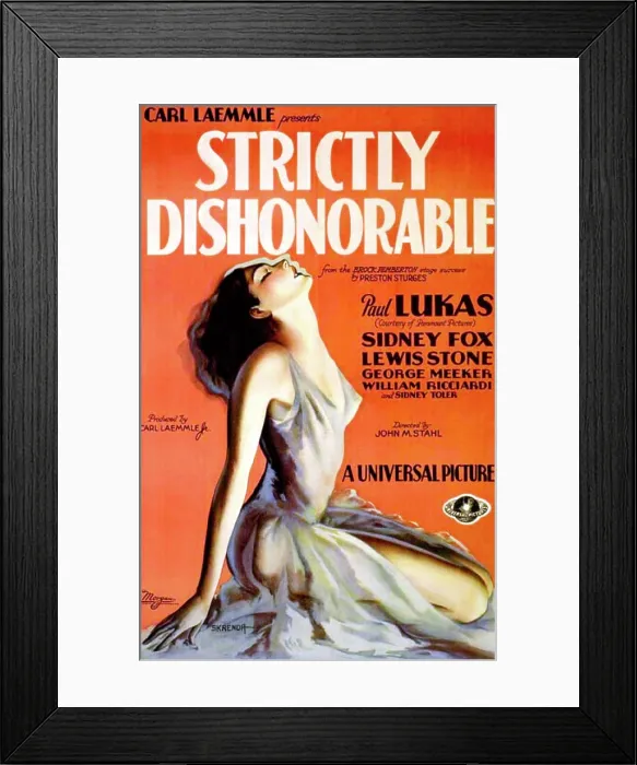 Framed Print : STRICTLY DISHONORABLE, Sidney Fox on US poster art, 1931