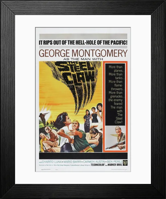 Framed Print : THE STEEL CLAW, US poster, George Montgomery (bottom right), 1961 Framed Print : THE STEEL CLAW, US poster, George Montgomery (bottom right), 1961