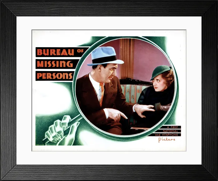 Framed Print : BUREAU OF MISSING PERSONS, from left, Pat O'Brien, Bette Davis, 1933 Framed Print : BUREAU OF MISSING PERSONS, from left, Pat O'Brien, Bette Davis, 1933