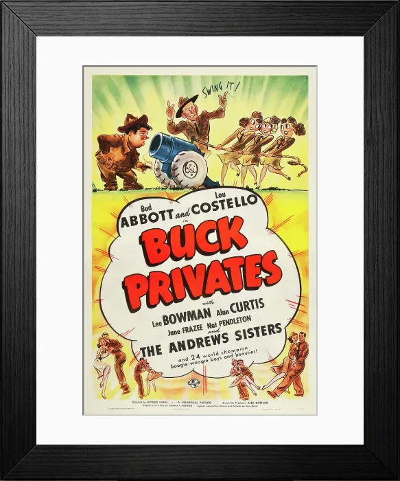 Framed Print : BUCK PRIVATES, Lou Costello, Bud Abbott, The Andrews Sisters, 1941