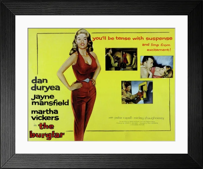 Framed Print : THE BURGLAR, Jayne Mansfield, Dan Duryea, Martha Vickers, Mickey Shaughnessy, 1957 Framed Print : THE BURGLAR, Jayne Mansfield, Dan Duryea, Martha Vickers, Mickey Shaughnessy, 1957