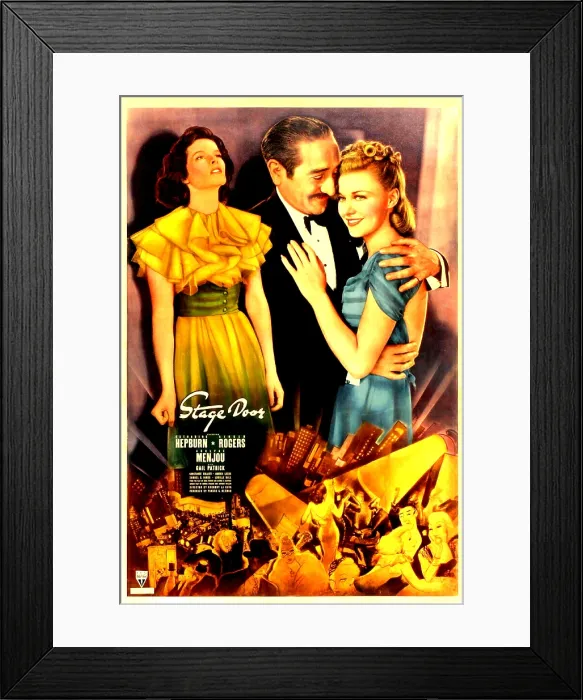 Framed Print : STAGE DOOR, from left: Katharine Hepburn, Adolphe Menjou, Ginger Rogers, 1937