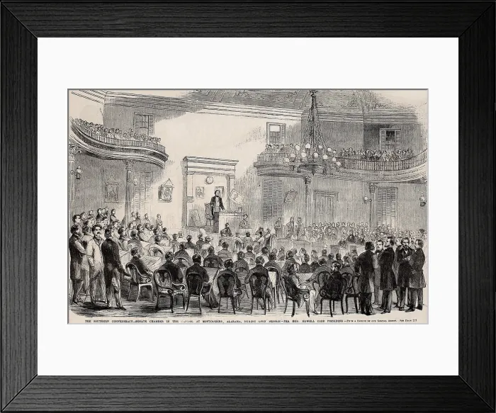 Framed Print : Senate chamber of the Confederate States of America, in the Capitol at Montgomery, Alabama. Howell Cobb, President of the Senate presided at the opening session on Feb