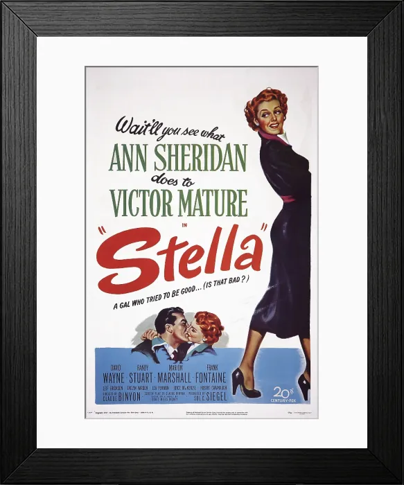 Framed Print : STELLA, US poster art, from left: Victor Mature, Ann Sheridan, 1950, TM & Copyright 20th Century Fox Film Corp. All rights reserved /  Courtesy: Everett Collection