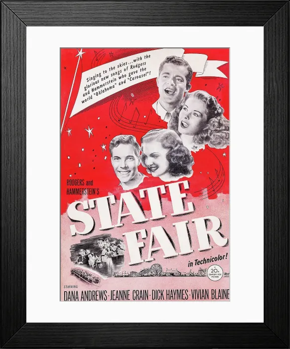 Framed Print : STATE FAIR, US poster art, from top: Dana Andrews, Jeanne Crain, Vivian Blaine, Dick Haymes, 1945. TM and Copyright 20th Century Fox Film Corp Framed Print : STATE FAIR, US poster art, from top: Dana Andrews, Jeanne Crain, Vivian Blaine, Dick Haymes, 1945. TM and Copyright 20th Century Fox Film Corp