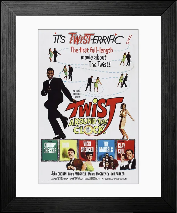Framed Print : TWIST AROUND THE CLOCK, US poster art, top left: Chubby Checker, bottom from left: Dion, Vicki Spencer, The Marcels, Clay Cole, 1961 Framed Print : TWIST AROUND THE CLOCK, US poster art, top left: Chubby Checker, bottom from left: Dion, Vicki Spencer, The Marcels, Clay Cole, 1961