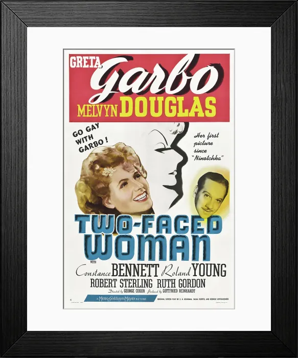 Framed Print : TWO-FACED WOMAN, US poster art, from left: Greta Garbo, Melvyn Douglas, 1941