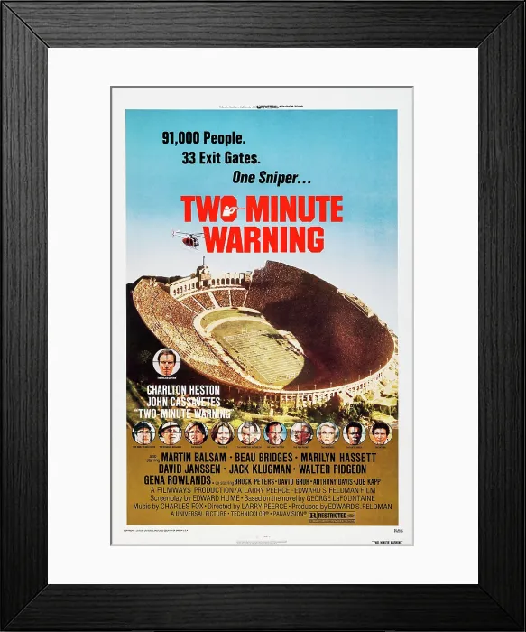 Framed Print : TWO-MINUTE WARNING, top: Charlton Heston, bottom from left: John Cassavetes, Martin Balsam, Beau Bridges, Marilyn Hassett, David Janssen, Jack Klugman, Walter Pidgeon Framed Print : TWO-MINUTE WARNING, top: Charlton Heston, bottom from left: John Cassavetes, Martin Balsam, Beau Bridges, Marilyn Hassett, David Janssen, Jack Klugman, Walter Pidgeon