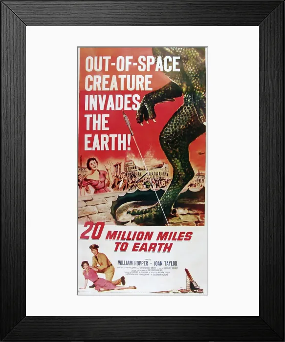 Framed Print : 20 MILLION MILES TO EARTH, US poster, bottom from left: Joan Taylor, William Hopper on poster art, 1957 Framed Print : 20 MILLION MILES TO EARTH, US poster, bottom from left: Joan Taylor, William Hopper on poster art, 1957