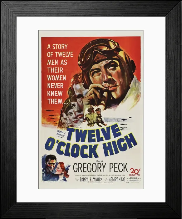 Framed Print : TWELVE O'CLOCK HIGH, US poster art, top far right: Gregory Peck, 1949, TM and Copyright 20th Century Fox Film Corp. All rights reserved. / courtesy Everett Collection