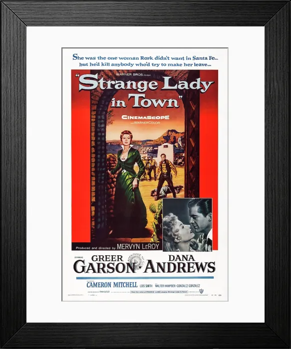 Framed Print : STRANGE LADY IN TOWN, US poster, Greer Garson (left), bottom from left: Greer Garson, Dana Andrews, 1955