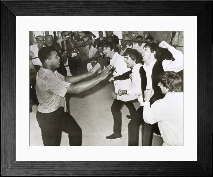 Framed Print : The Beatles, British pop music sensations, visited Cassius Clay's training camp, during their first US tour