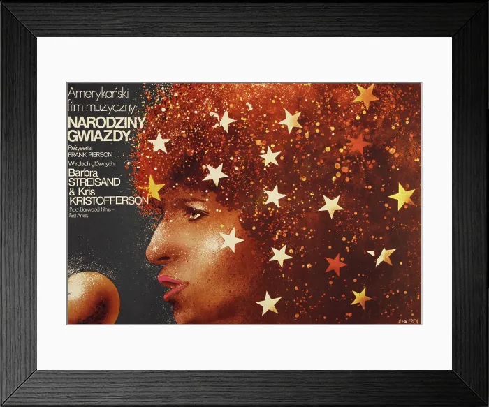 Framed Print : A STAR IS BORN, Polish poster art, Barbra Streisand, 1976