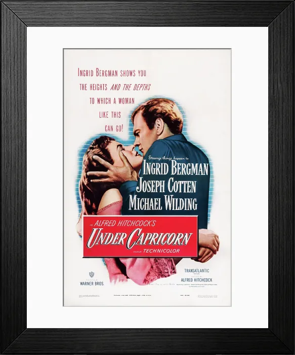 Framed Print : UNDER CAPRICORN, from left: Ingrid Bergman, Joseph Cotten on poster art, 1949