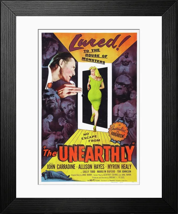 Framed Print : THE UNEARTHLY, top left: John Carradine, center: Allison Hayes, bottom right: Tor Johnson, 1957