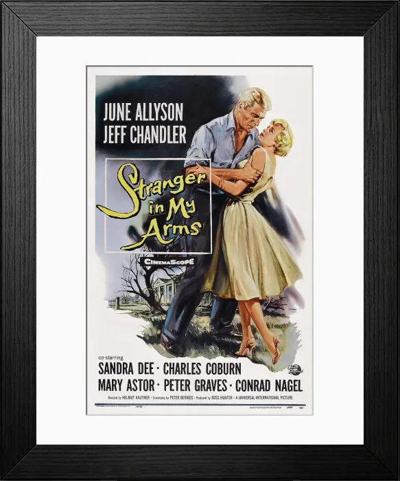 Framed Print : STRANGER IN MY ARMS, US poster, from left: Jeff Chandler, June Allyson, 1959