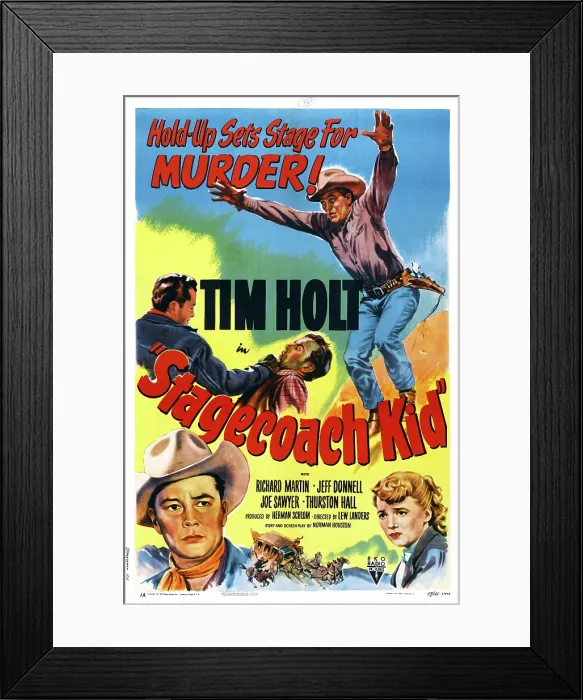 Framed Print : STAGECOACH KID, US poster, Tim Holt (top right), bottom from left: Tim Holt, Jeff Donnell, 1949
