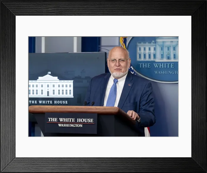 Framed Print : Dr. Robert R. Redfield, director of the Centers for Disease Control and Prevention, speaks at White House coronavirus update briefing, April 8, 2020 (BSLOC_2020_3_5)