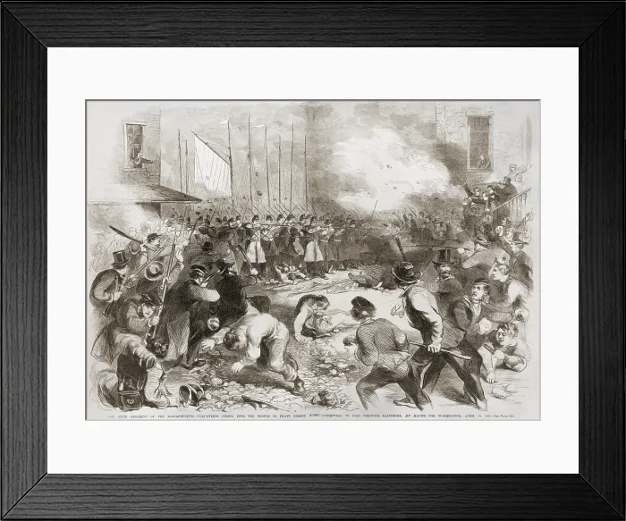 Framed Print : 6th Regiment of the Massachusetts Volunteers shooting protesters in Baltimore, April 19, 1861