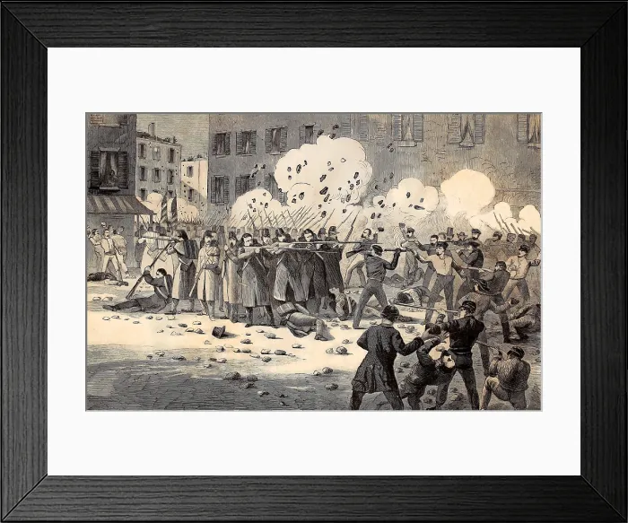 Framed Print : 6th Regiment of the Massachusetts Volunteers returning fire from protesters in Baltimore, April 19, 1861
