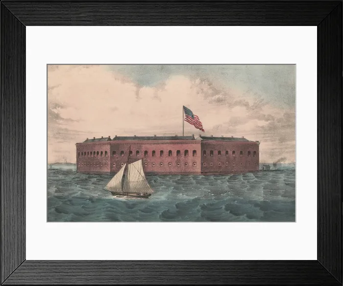 Framed Print : Fort Sumter in Charleston Harbor, South Carolina, as it appeared before 1861. It was built on top of an artificial island top of 70, 000 tons of granite landfill in 1829