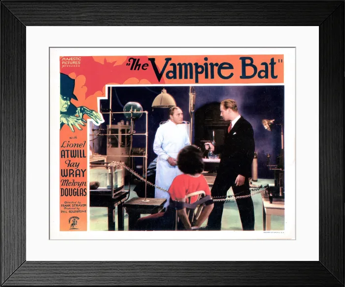 Framed Print : THE VAMPIRE BAT, from left, Lionel Atwill, Fay Wray, Melvyn Douglas, 1933