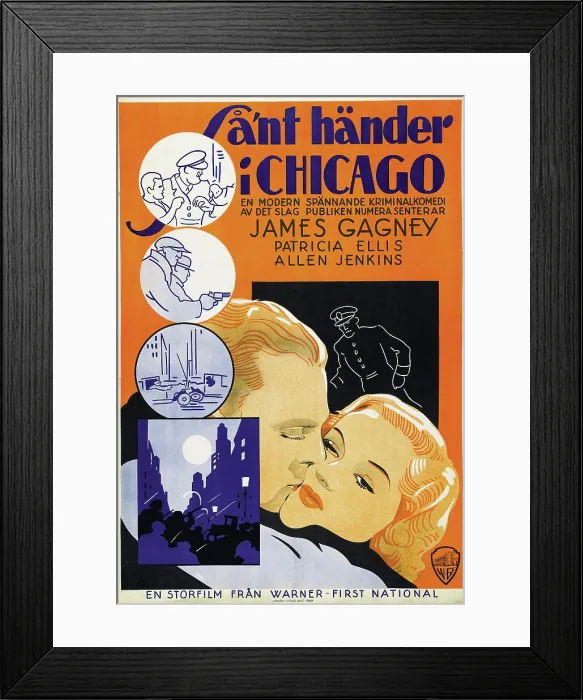 Framed Print : THE ST. LOUIS KID, (aka SA'NT HANDER I CHICAGO), Swedish poster art, from left: James Cagney, Patricia Ellis, 1934