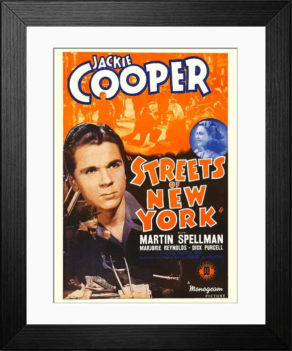 Framed Print : STREETS OF NEW YORK, from left: Jackie Cooper, Marjorie Reynolds on window card, 1939