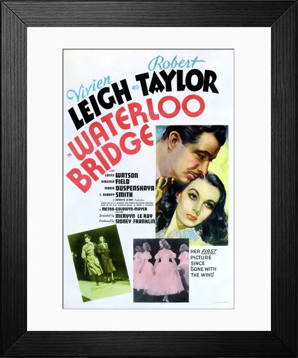 Framed Print : WATERLOO BRIDGE, right from top: Robert Taylor, Vivien Leigh on Australian poster, 1940 Framed Print : WATERLOO BRIDGE, right from top: Robert Taylor, Vivien Leigh on Australian poster, 1940