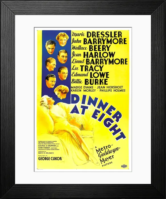Framed Print : DINNER AT EIGHT, (top to bottom): Marie Dressler, John Barrymore, Wallace Beery, Lionel Barrymore, Lee Tracy, Edmund Lowe, Billie Burke, Jean Harlow, 1933