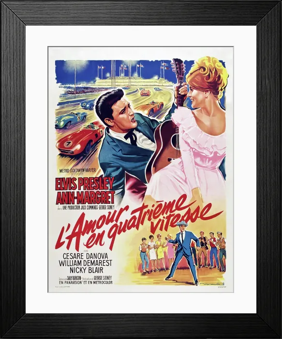 Framed Print : VIVA LAS VEGAS (aka L'AMOUR EN QUATRIEME VITESSE), from left: Elvis Presley, Ann-Margret on French poster art, 1964 Framed Print : VIVA LAS VEGAS (aka L'AMOUR EN QUATRIEME VITESSE), from left: Elvis Presley, Ann-Margret on French poster art, 1964