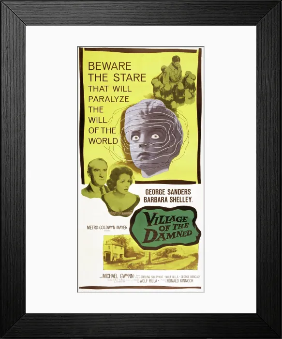 Framed Print : VILLAGE OF THE DAMNED, US poster art, George Sanders, Barbara Shelley, 1960